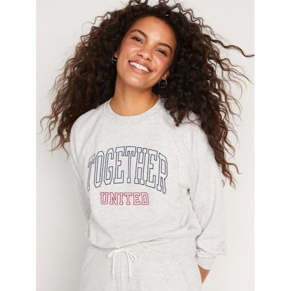 Old Navy Together United Gray Embroidered French-Terry Sweatshirt 4X